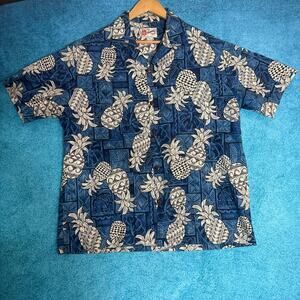 VTG The Hawaiian Original Blue Pineapple Shirt Men’s XL Made in USA 100% Cotton